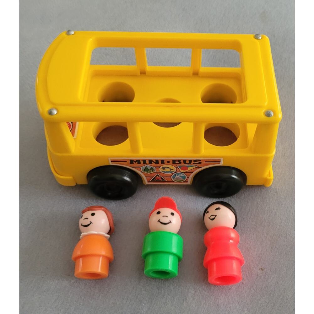 FISHER PRICE Little People Yellow Mini Bus-#141/Vintage 1988-Pampers Promotional - Picture 2 of 11
